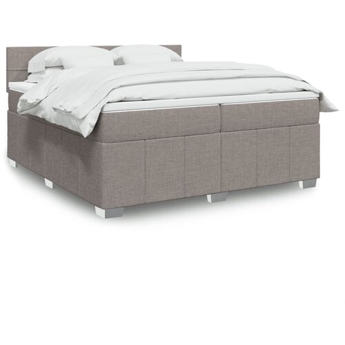 VidaXL Box spring postelja z vzmetnico taupe 200x200 cm blago Slike