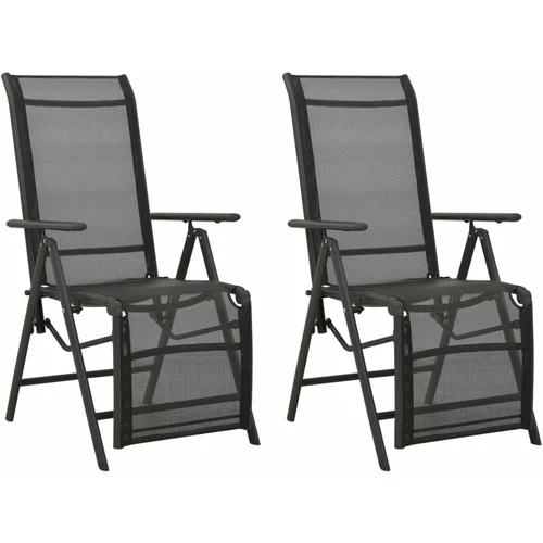 vidaXL Nagibne vrtne stolice 2 kom od tekstilena i aluminija crne