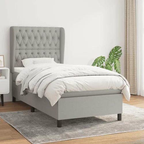  Box spring postelja z vzmetnico svetlo siv 100x200 cm blago, (20725773)