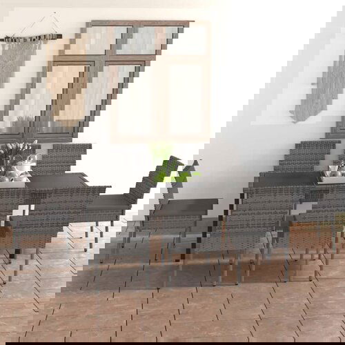 The Living Store Vrtna jedilna garnitura 9-delna poli ratan siva - Jedilna Garnitura, (21468415) Cene