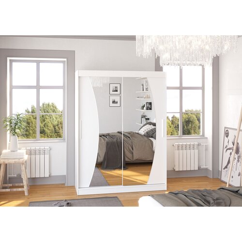  Garderobna omra z drsnimi vrati Modesto (150 cm)-Bela Cene