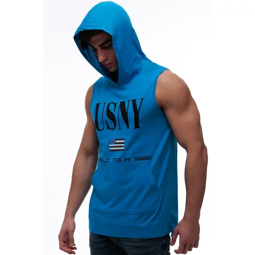 Madmext Hooded Blue Singlet 2887