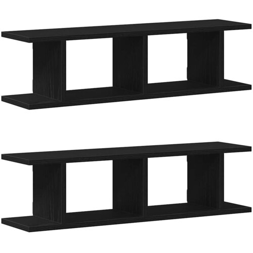  Zidne police 2 kom crni hrast 75x18x20 cm konstruirano drvo Slike