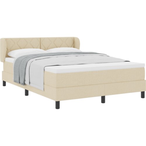  Krevet s podnom oprugom s madracem krem 160x200 cm tkanina Slike