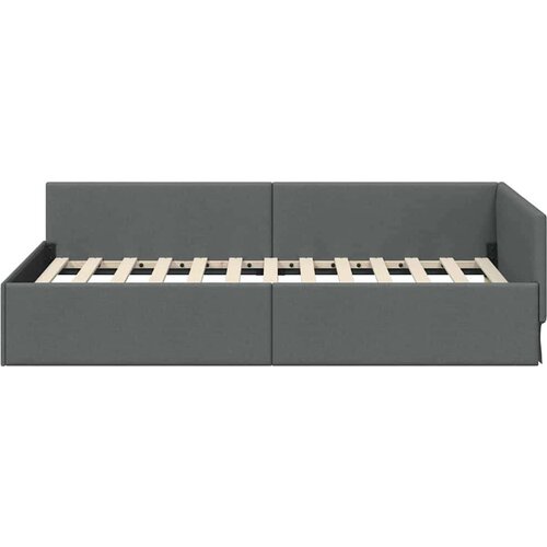 VidaXL Kutni okvir kreveta s uzglavljem Tamno siva 90 x 190 cm Slike