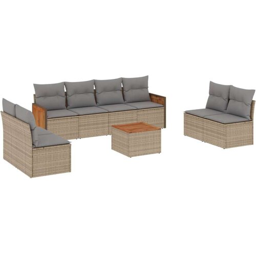 vidaXL 9-dijelni set vrtnih sofa s jastucima bež od poliratana Cijene