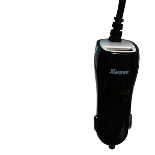 X Wave USB AUTO punjač za mobilne, tablete, Dual 1x microUSB+1 x USB port, 5V/1A, sa kablom, Crna Slike