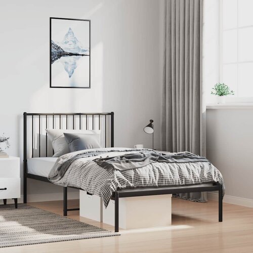  Metalni okvir za krevet s uzglavljem crni 100x190 cm Cene