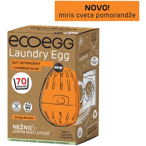 Ecoegg ECOEGG 2u1 deterdžent i omekšivač za veš, miris cveta pomorandže-70 pranja Slike