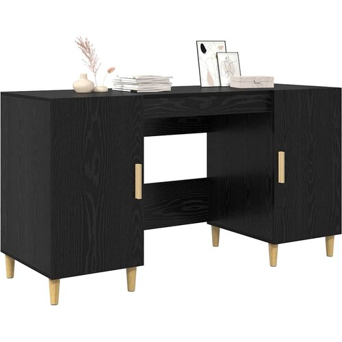  Stol Crni hrast Konstruirano drvo 140 x 50 x 75 cm Slike