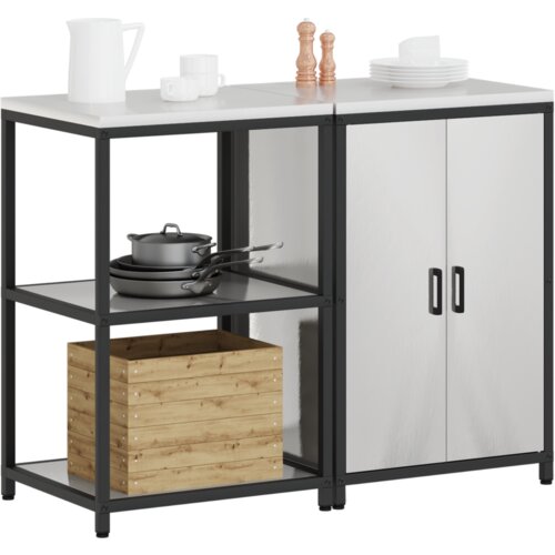 vidaXL Kuhinjski set za pohranu 2 pcs Srebrna 120 x 50 x 92 cm Cijene