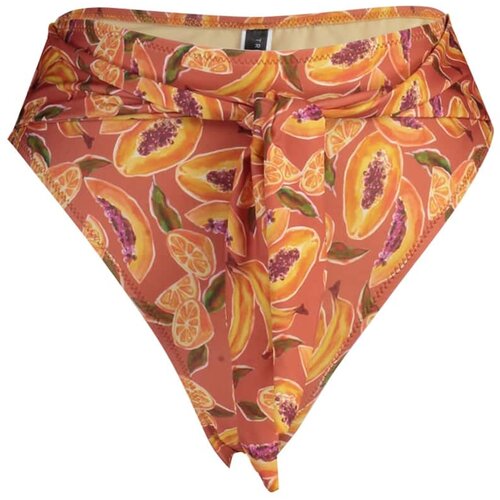 Trendyol Orange-Multicolored Fruit Patterned High Waist Bikini Bottom Cene