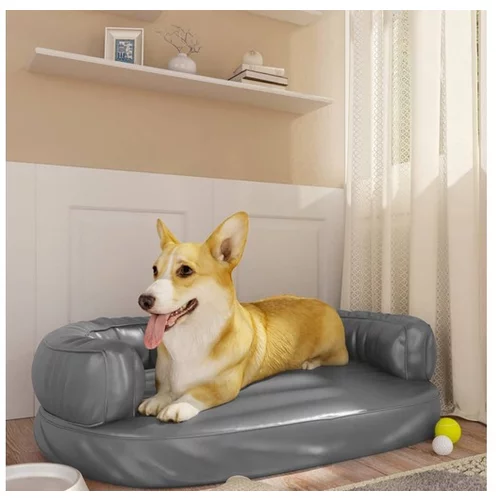  Ergonomska pasja postelja iz pene siva 75x53 cm um. usnje