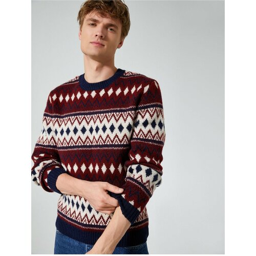 Koton Crew Neck Sweater with Ethnic Detail Acrylic Blend. Slike