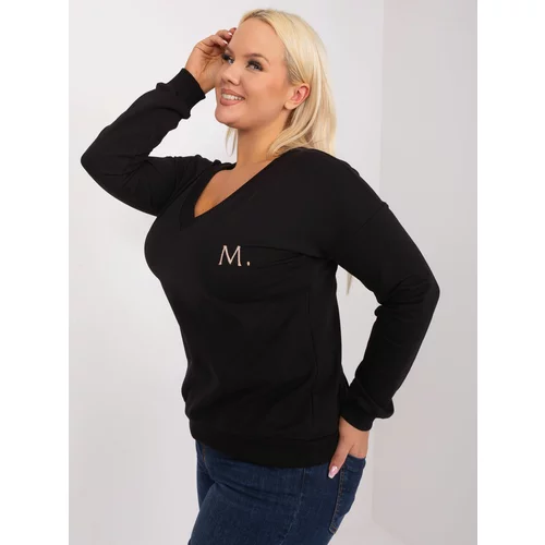 Fashion Hunters Black casual plus-size blouse with the letter M