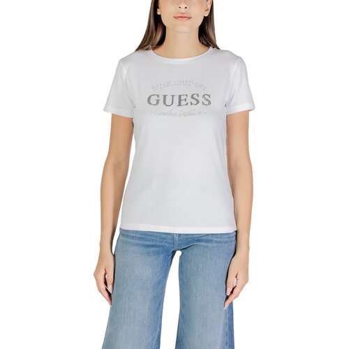 Guess Majice s kratkimi rokavi NINA SS CN T-SHIRT V5YI12 J1314 Bela Slike