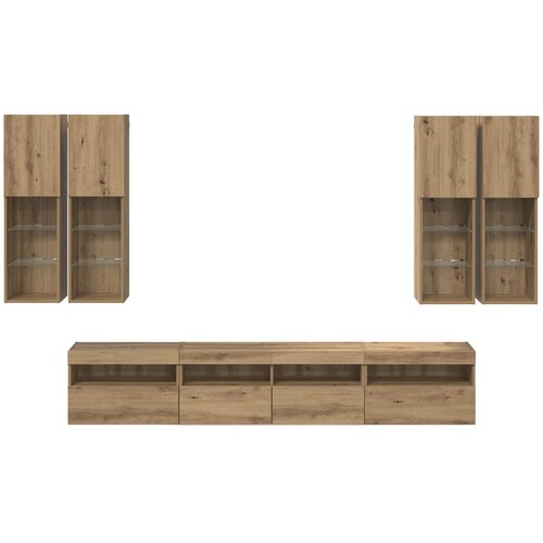  Set Zidnog TV Ormara s LED Osvjetljenjem 7 pcs hrast artisan Slike