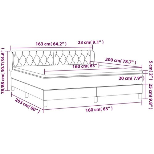  Box spring s madracem svjetlosiva 160x200 cm tkanina Slike