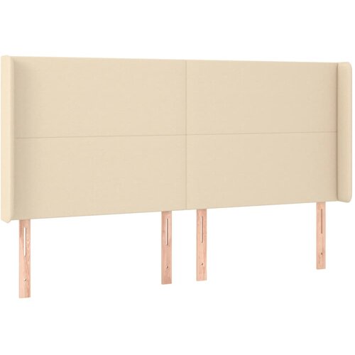  LED uzglavlje krem 203 x 16 x 118/128 cm od tkanine Slike