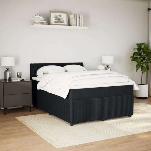 VidaXL Krevet s oprugama i madracem crni 160x200 cm bar&amp;scaron;unasti Slike