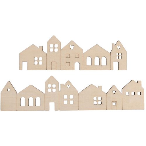 RAYHER Leseni okraski Mini hišice 10,6x3,4 cm in 14,1x3,4 cm 2 kosa, (22005877) Cene