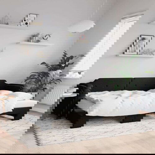  Dnevni krevet na razvlačenje crni 100 x 200 cm od tkanine Cijene