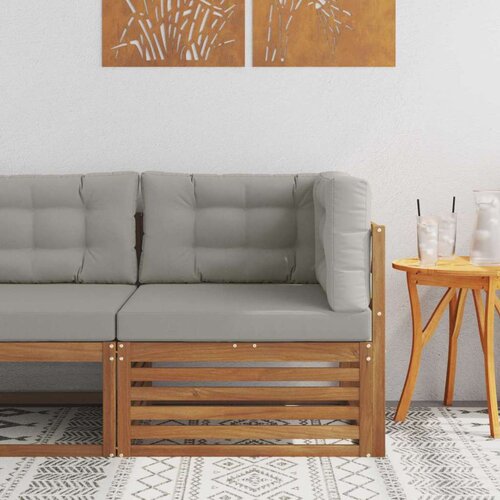 Vanjski kutni kauč Čvrsto drvo akacije Prirodna - Prirodna i svijetlo siva kutna sofa Cijene