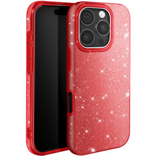 AVIZAR Ohi&scaron;je z ble&scaron;čicami za iPhone 16 Pro Odporen na udarce Glitter, Rdeča, (5000016545) Cene