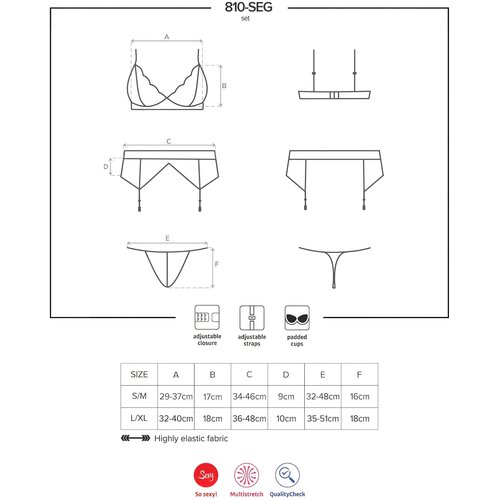 Obsessive 810-SEG 3 pcs Set White S/M Slike