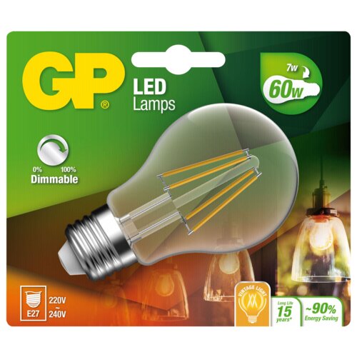 GP Batteries GP Lighting Filament Classic E27 7W (60W) dimm. 806 lm GP078234 Cijene