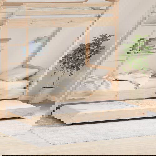 vidaXL Krevet Prirodni Masivna borovina 90 x 200 cm Prijenosni Cijene