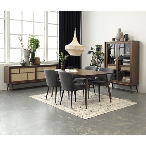 Unique Furniture Rjava raztegljiva jedilna miza z mizno plo&amp;scaron;čo v hrastovem dekorju 150x90 cm Barrali &amp;ndash; Slike