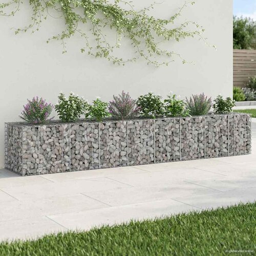  Gabionski uzdignuti krevet 2 pcs Srebrno 340 x 60 x 55 cm Cene