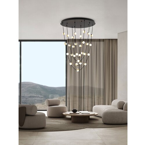 Nova Luce Mat crna LED viseća svjetiljka aluminijska s mogućnosti zatamnjivanja sa sjenilom od akrilnog stakla &amp;oslash; 84 cm Alcinoe &amp;ndash; Slike