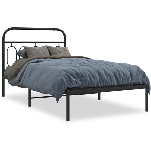 vidaXL Metalni okvir za krevet s uzglavljem crni 100x190 cm Cijene