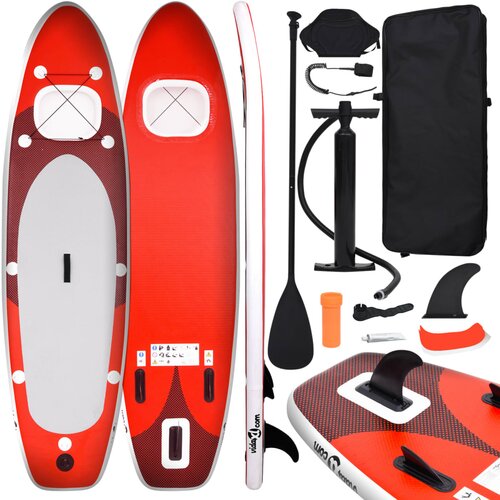 VidaXL Set daske za veslanje stojeći na napuhavanje crveni 330x76x10cm Slike
