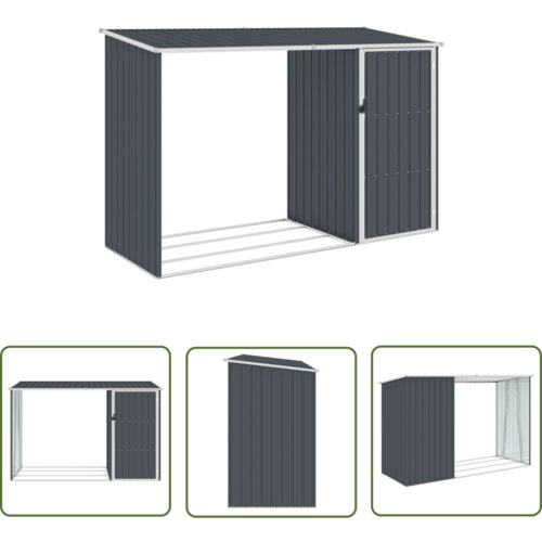  The Living Store Vrtna lopa za drva antracitna 245x98x159 cm pocinkano jeklo - Vrtna Lopa, (21745147) Cene