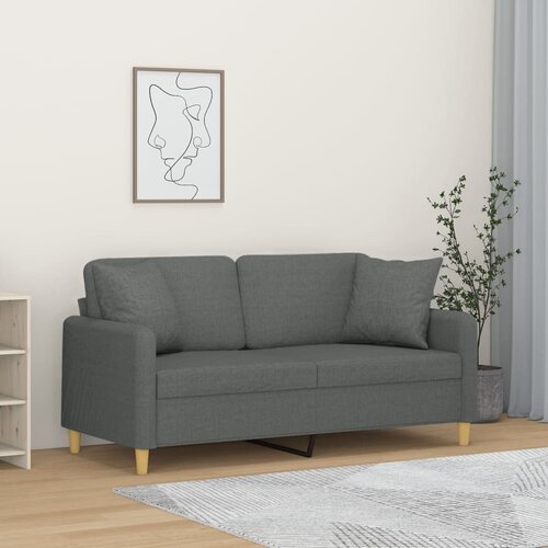 VidaXL Kavč dvosed z blazinami temno siv 140 cm blago Slike