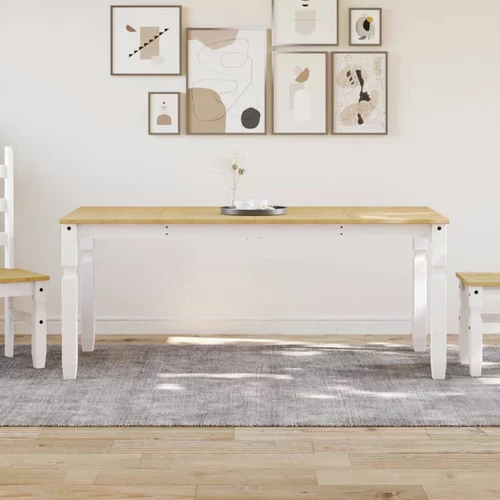  Blagovaonski stol Corona bijeli 180x90x75 cm masivna borovina
