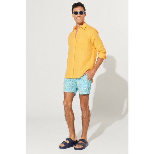 AC&Co / Altınyıldız Classics Men's Turquoise-Green Standard Fit Normal Fit Pocket Quick Dry Patterned Marine Shorts Cene