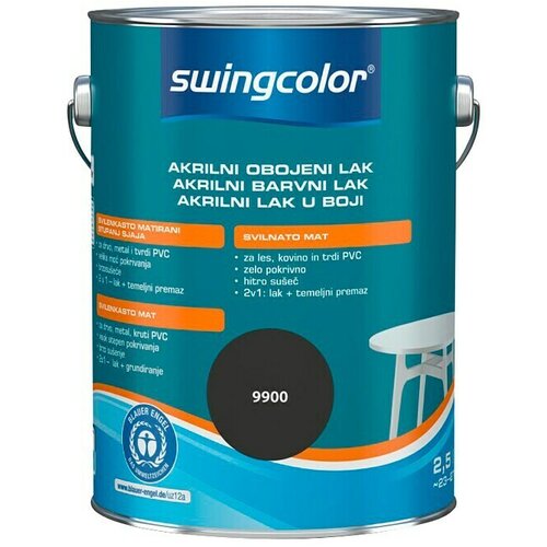 SWINGCOLOR Lak u boji (Crne boje, 2,5 l, Svilenkasti mat) Slike