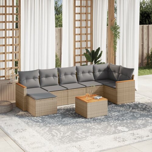 vidaXL 8-dijelni set vrtnih sofa s jastucima bež od poliratana Cijene