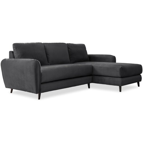 Miuform tamno siva bar&amp;scaron;unasta kutna sofa s podnožnikom Cozy Claire, desni kut Slike