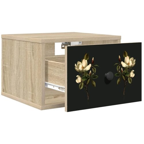  Wall-mounted noćni ormarić BREMEN Hrast sonoma 36 x 33 x 25 cm - Hrast sonoma Magnolijski uzorak 1 Slike