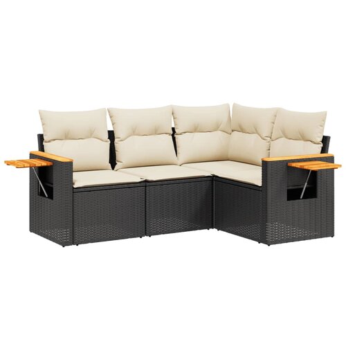 Maison Chic Seti vrtnega pohi&amp;scaron;tva - Vrtna garnitura - Vrtni pohi&amp;scaron;tvo set 4-delna z blazinami črna poli ratan, (21809291) Slike