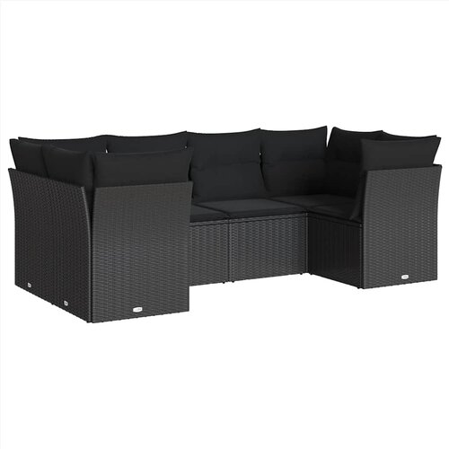  6-dijelni set vrtnih sofa s jastucima crni od poliratana Crna 62 x 62 x 69 cm Slike