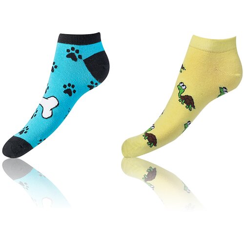 Bellinda CRAZY IN-SHOE SOCKS 2x - Cheerful Short Socks 2 Pairs - Yellow - Light Blue - Black Slike