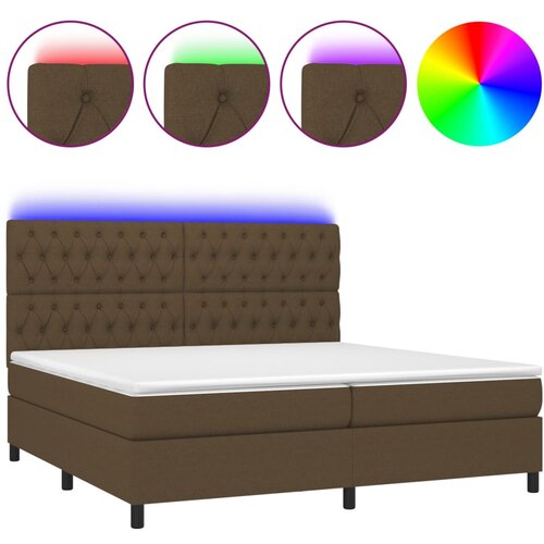 vidaXL box spring postelja z vzmetnico led temno rjava 200x200cm blago, (21118394) Cene