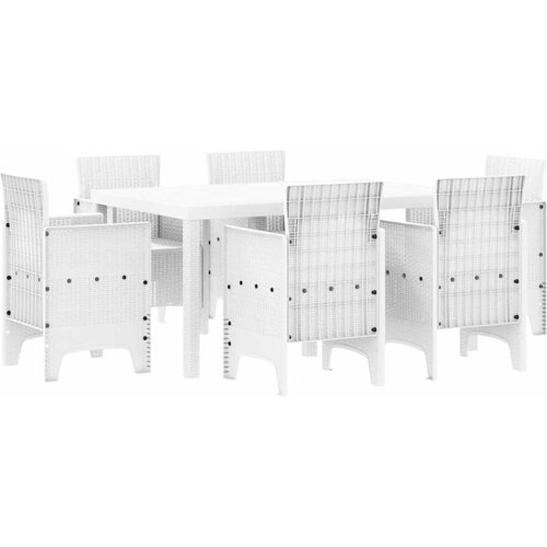  Vrtni set za objed 7 pcs Bijelo Polt ratan Slike