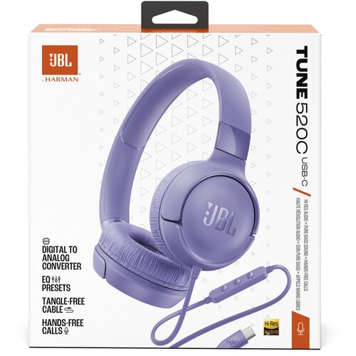 JBL Tune T520C USB-C ljubicasti žicani On-Ear slu&amp;scaron;alice Slike